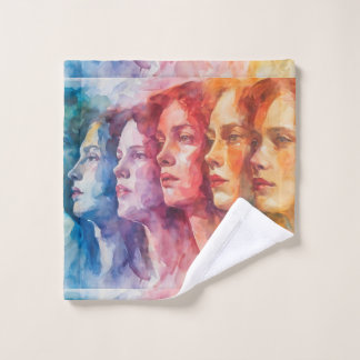 Gesichtspflege von Frauen - Aquarellmalerei Waschlappen