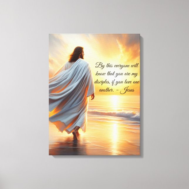 Gespannte Leinwanddruck mit Jesus und Zitat (Vorderseite)