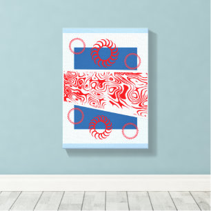 Gespannter Leinwanddruck Blau Abstrakt Rot Kreis