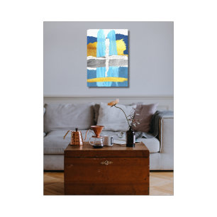 Gespannter Leinwanddruck Blau Gold Abstraktes Coll