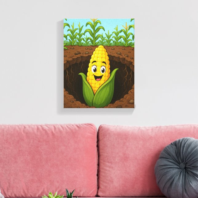Gespannter Leinwanddruck Happy Corn Underground (Insitu (Wohnzimmer))