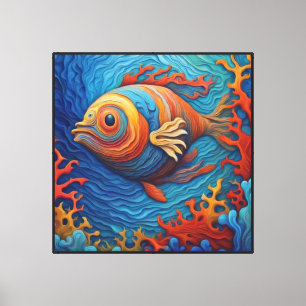 Gespannter Leinwanddruck Mehrfarbige Fische
