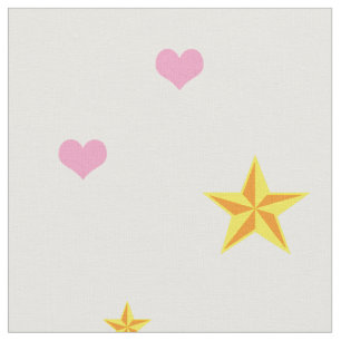 Gespeicherte rosa Herzen und goldene gelbe Sterne Stoff