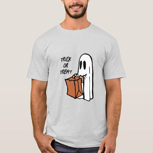 Gespenst mit Beutel Trick oder Tretbeutel T-Shirt (Vorderseite)