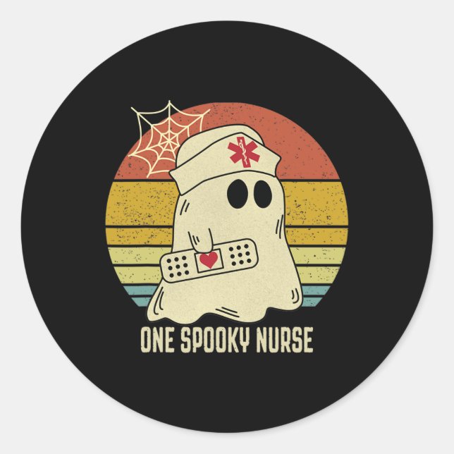 Gespenster eine Spooky Nurween Nurse Fall Scrub Runder Aufkleber (Vorderseite)
