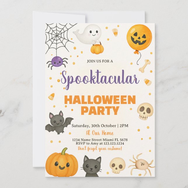 Gespenster, Fledermäuse & Trick-oder-Leckerei-Bash Einladung (Vorderseite)