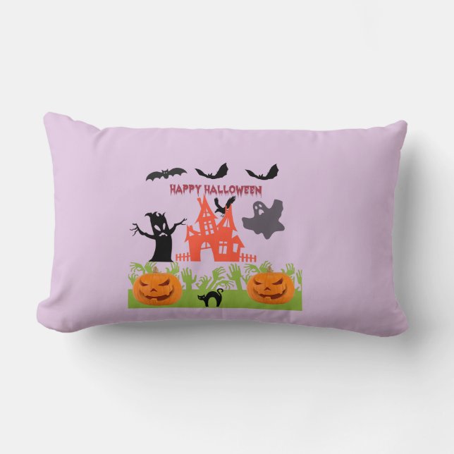 Gespenster/Raven über dem Spuk Herrenhaus Lendenkissen (Vorderseite)