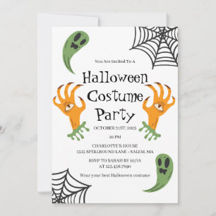 Gespenster und Monsterhandschuhe Halloween-Kostüm- Einladung