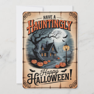 "Gespenstisch fröhliches Halloween" Spukhaus Feiertagskarte