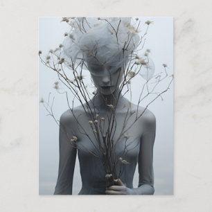 Gespenstische Frauen und weiße Blume Postkarte