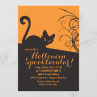 Gespenstische Katzen-Halloween-Einladung
