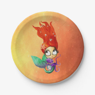 Gespenstische Meerjungfrau mit Krake Pappteller