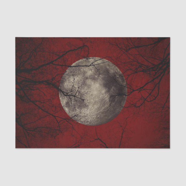 Gespenstische Mond-Halloween-Drucke Seidenpapier (Vorderseite)