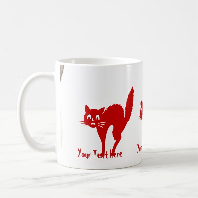 gespenstischer blutroter Katzenhalloween-Spaß Tasse (Links)