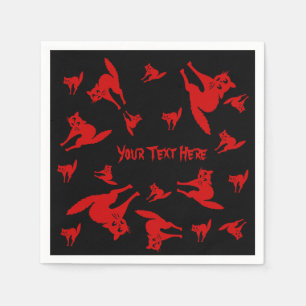 gespenstischer blutroter Katzenspaß Halloween Serviette