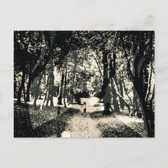 Gespenstischer Geist in der Holzbildpostkarte Postkarte (Vorderseite)