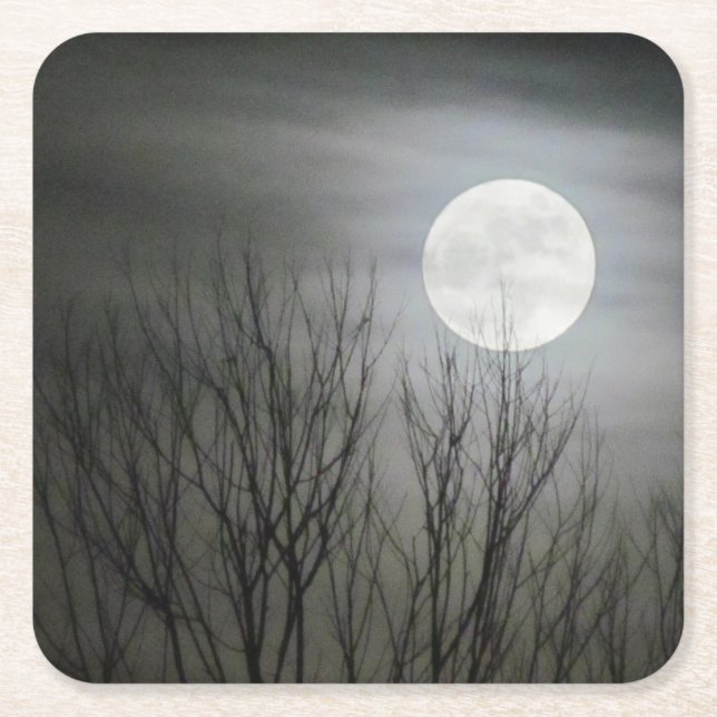 Gespenstischer Mond-Untersetzer Rechteckiger Pappuntersetzer (Vorderseite)