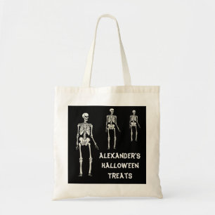 Gespenstischer Skelett-Halloweentrick oder Tragetasche