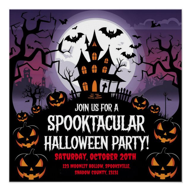 Gespenstisches Design für Spuk Halloween-Party Poster (Vorderseite)