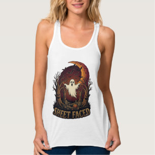 Gespenstisches Halloween Geist Bäume Mond_1 Tank Top