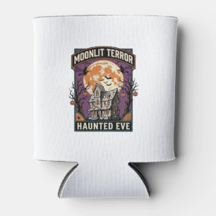 Gespenstisches Mond-Shirt Vintage-Gravur Halloween Dosenkühler