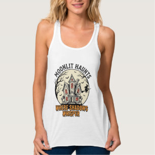 Gespenstisches Mond-Shirt Vintage-Gravur Spukhaus Tank Top
