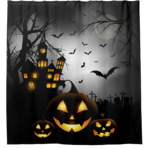 Gespenstisches Spuk Haus Halloweens Duschvorhang