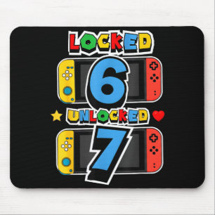 Gesperrt 6 entsperrt 7 7. Geburtstag Videospiel 7 Mousepad