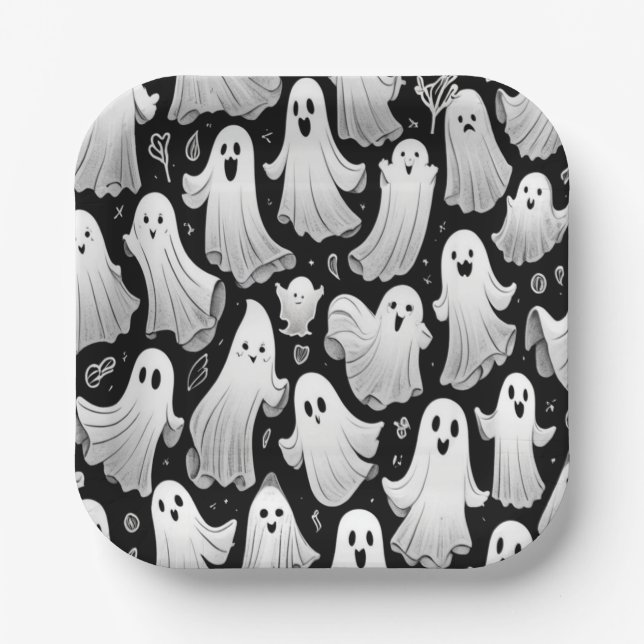 Gespielte Geister überall Spooky Fun Halloween Pappteller (Vorderseite)