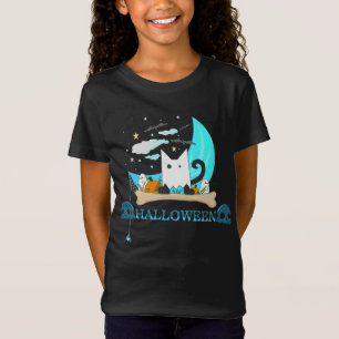 Gespielte Ghost Cat Haunts Halloween-Nacht T-Shirt