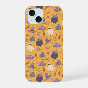 Gespielte Halloween-Geister und Hexen-Muster iPhone 15 Hülle