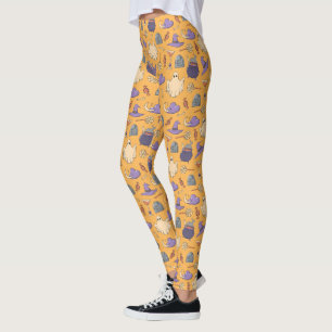 Gespielte Halloween-Geister und Hexen-Muster Leggings