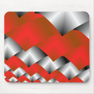 Gesponnene silberne und rote Fraktal-Kunst Mousepad