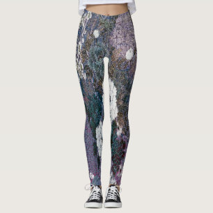 Gesponnenes lila Blumen Leggings
