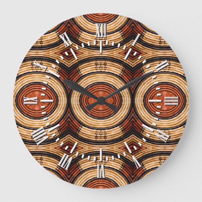 Gesponnenes Trivet Muster Große Wanduhr (Vorderseite)