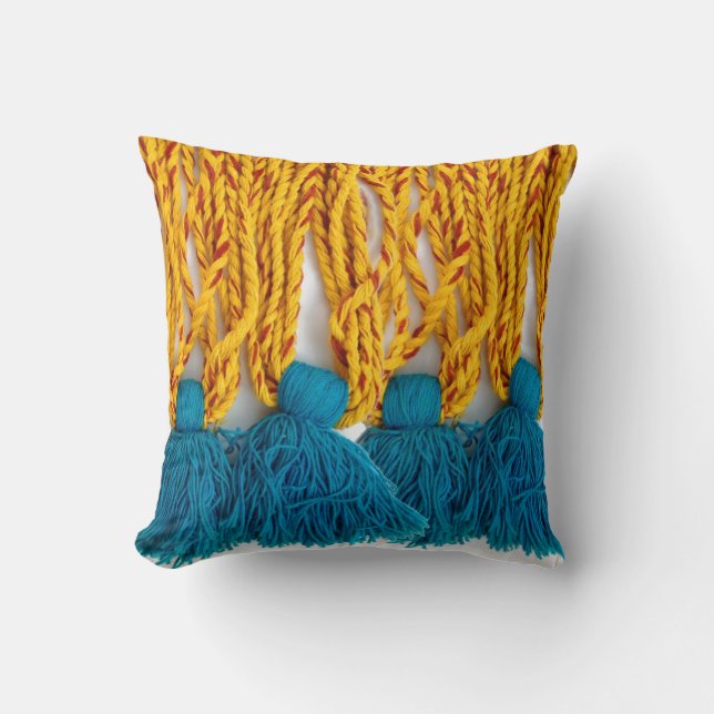 Gesponnenes umsponnenes Stammes- Tassles Kissen (Vorderseite)