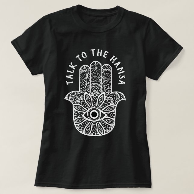 Gespräch zum Hamsa Yoga-Shirt T-Shirt (Design vorne)