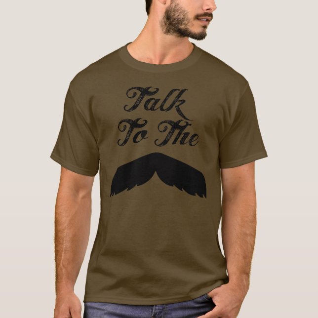 Gespräch zum Schnurrbart - dunkles T-Shirt (Vorderseite)