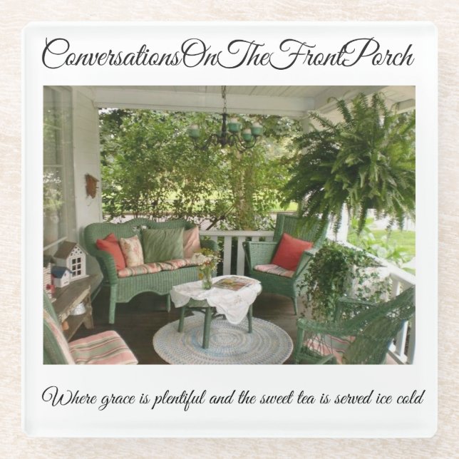 Gespräche auf der Eingangsterrasse Glasuntersetzer (Vorderseite)