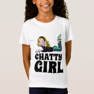 GESPRÄCHIGE TELEFONGIRL RETRO KIDS MÄDCHEN T-SHIRT
