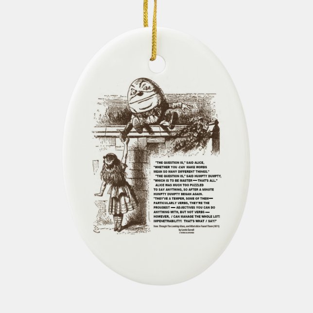 Gesprächs-Zitat Märchenland-Alices Humpty Dumpty Keramikornament (Hinten)