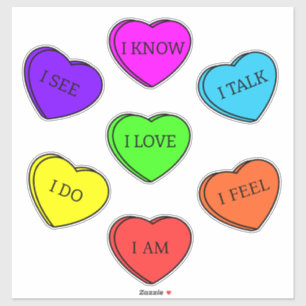 Gesprächsherzen Chakra Affirmations Aufkleber
