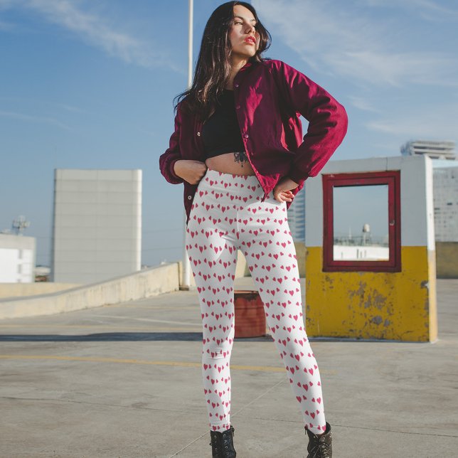 Gesprächsherzen Leggings (Cute red hearts leggings with white background)