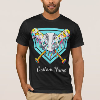 Gesprenkelte Donut-Drip-Baseball und gelbe Schläge T-Shirt