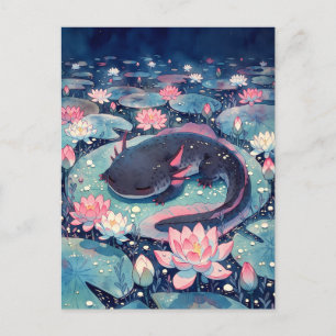 Gesprenkelter Indigo-Launenhaftiger Axolotl-Teich Postkarte