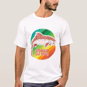 Gesprenkeltes Meerforellen-Retro-Anglergeschenk T-Shirt