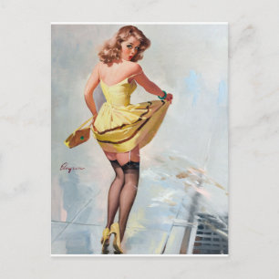 Gespritztes Pin Up Mädchen Postkarte