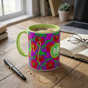 Gestaltbare Tasse Elegante Rose Mit Monogramm Er