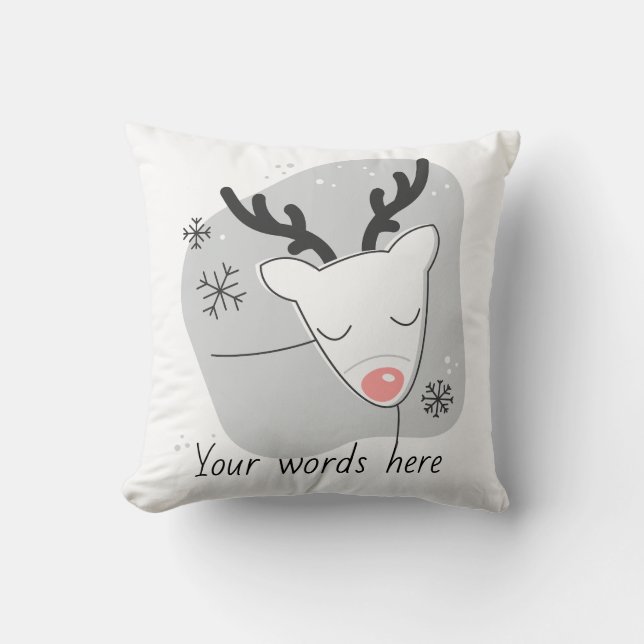 Gestalten Sie Ihr eigenes Retro-Rentier Silber Wei Kissen (Vorderseite)