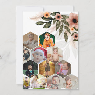 Gestalten Sie Ihre eigene Blumen-12-Foto-Collage Karte